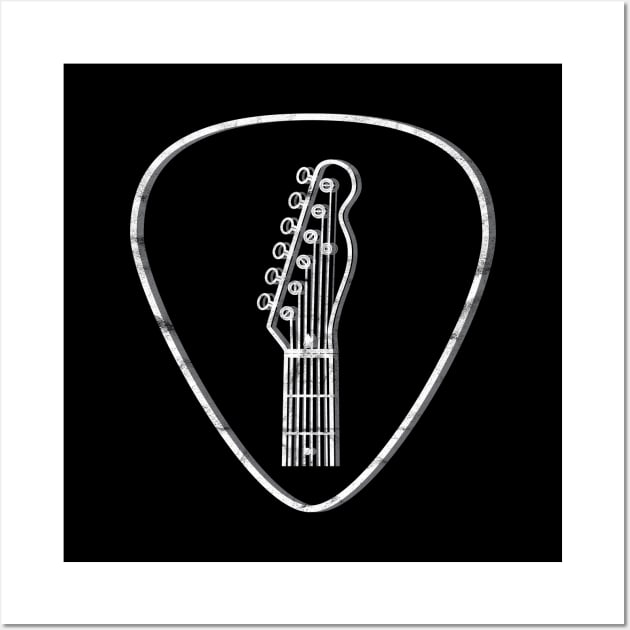 T-Style Guitar Headstock Guitar Pick Dark Theme Wall Art by nightsworthy